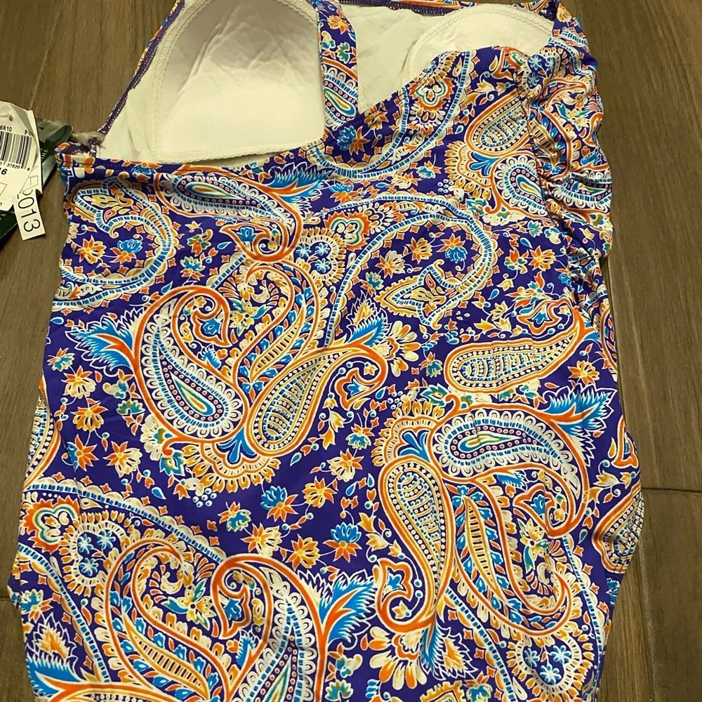NWT! Ralph Lauren Paisley Women’s Swimwear in Blue and Orange - Picture 3 of 6